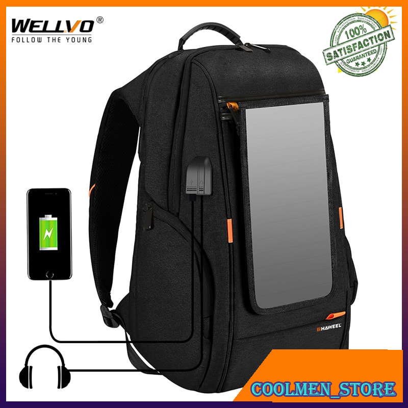Tas Backpack Pria Tas Punggung Outdoor Solar Panel Power Travel Backpacks Multifunction Breathable
