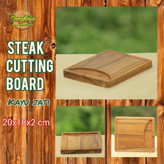 Talenan kayu jati asli 20x18 cm steak cutting board Chopping board