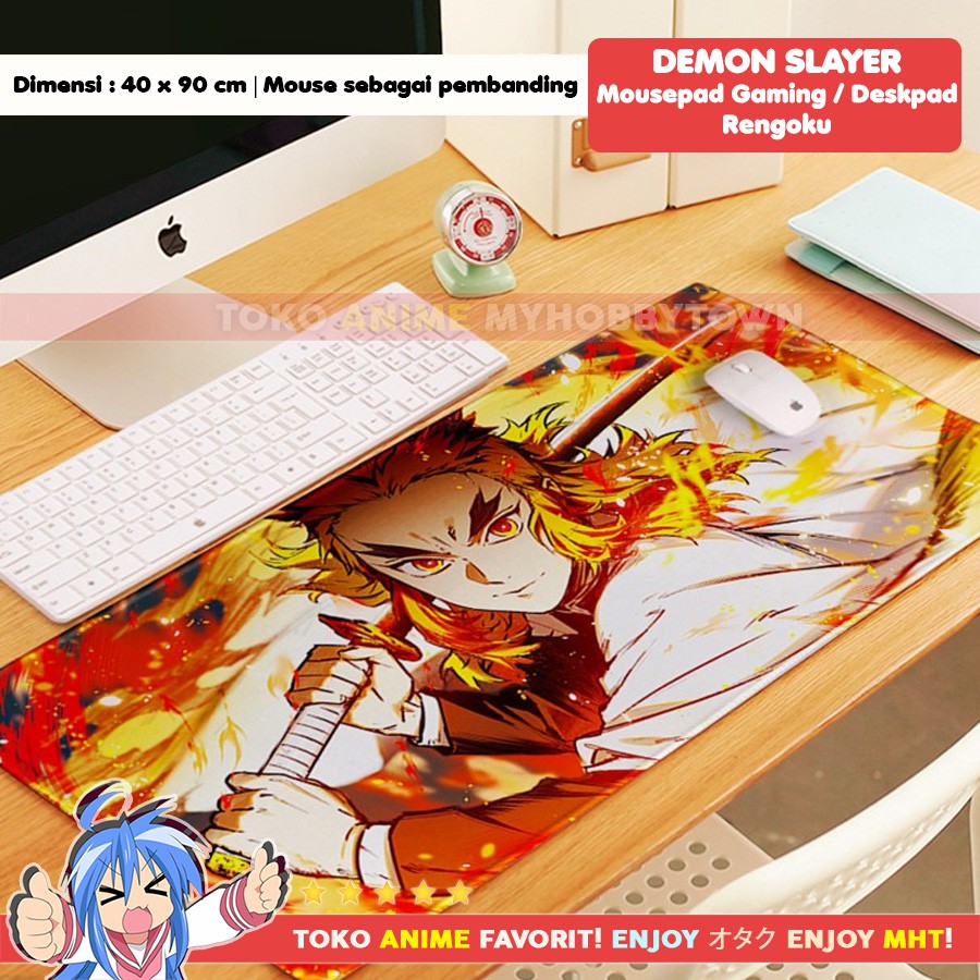 Mousepad Anime Gaming Deskpad Anime Kimetsu no Yaiba Rengoku Kyojuro Flame Hashira Demon Slayer