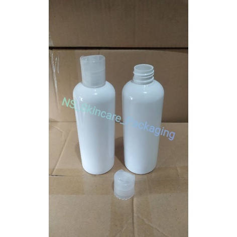 Botol presstop / presson /disctop 250ml putih tutup natural