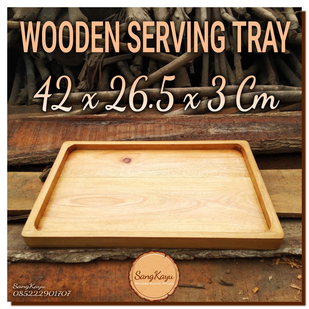 Nampan kayu 42x26.5cm Wooden tray nampan saji kayu tatakan piring kayu