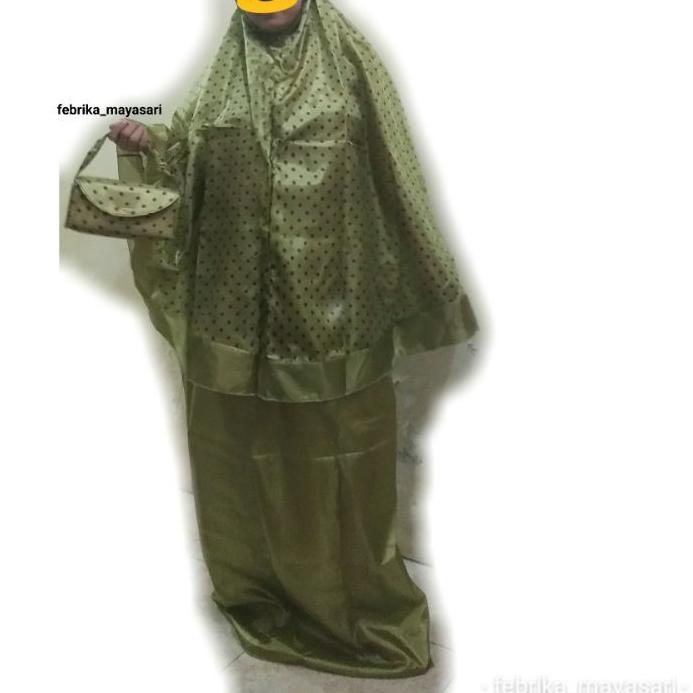 Limited Edition - Mukena / Mukenah / Rukuh Parasit Parasut Polkadot Jumbo Besar Abutai Abutay Travel