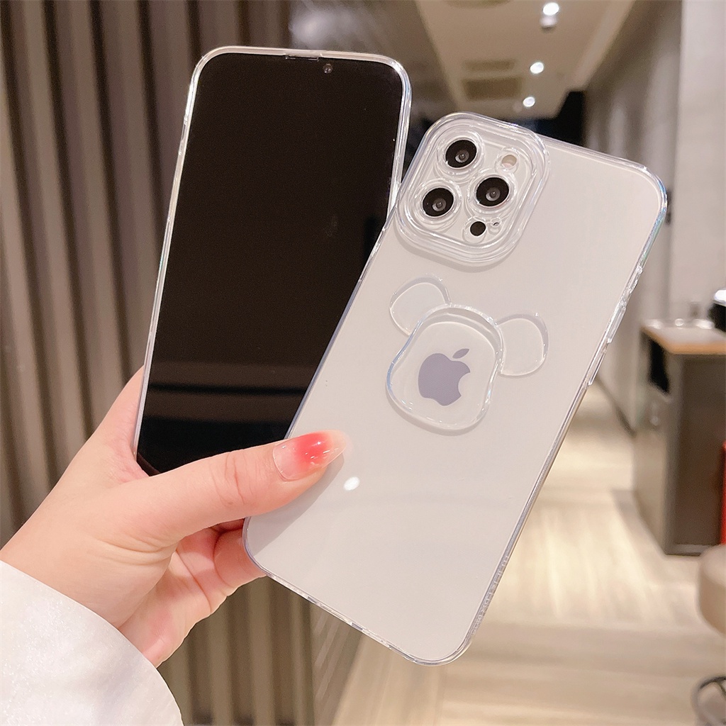 Soft case Transparan Motif Beruang Untuk iphone 11 13 12 pro max Xs max XR 7 8 plus se2020