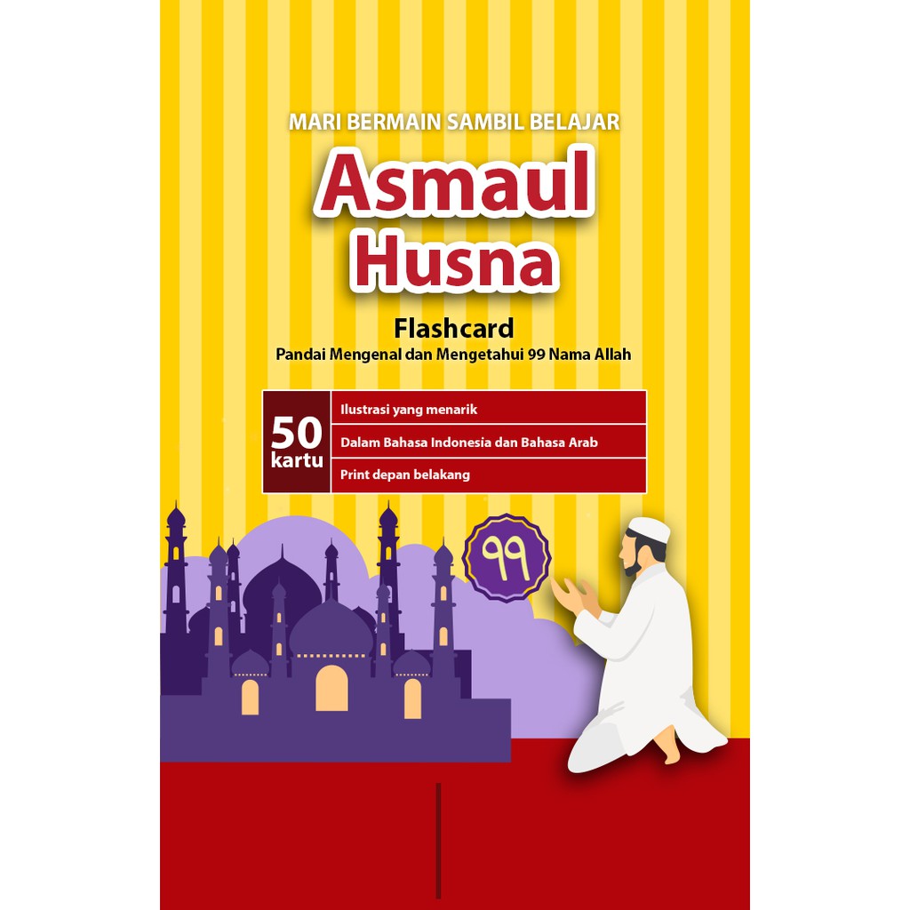 [1KG=10PCS] Konsep Flashcard Asmaul Husna / Flash Card / Mainan Edukasi Kartu Pintar Anak Seri