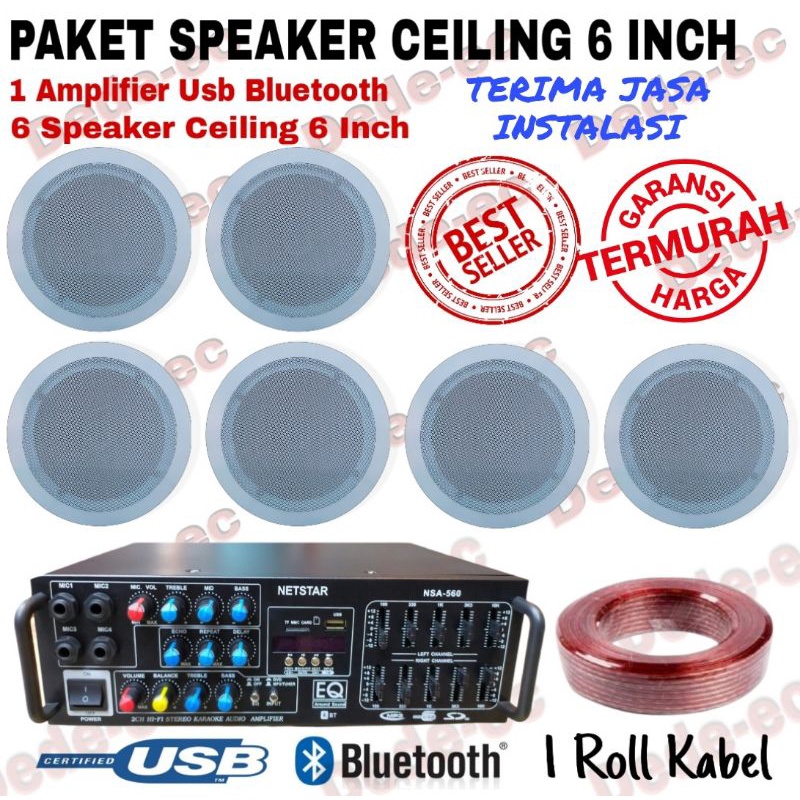 Paket Speaker Ceiling plafon Speaker Ceiling 6 Inch isi 6 speaker (cafe,kantor)