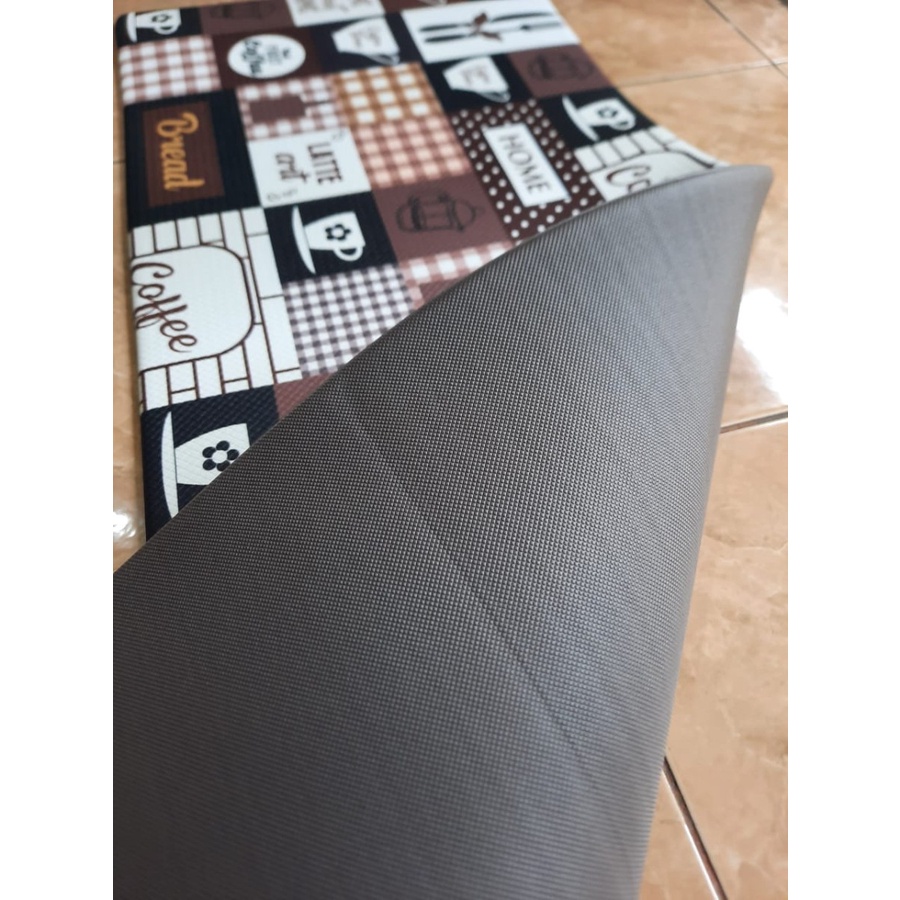 Exclusive Kitchen Mat 2 in 1 Keset Dapur Anti Slip Coffee Brown-3