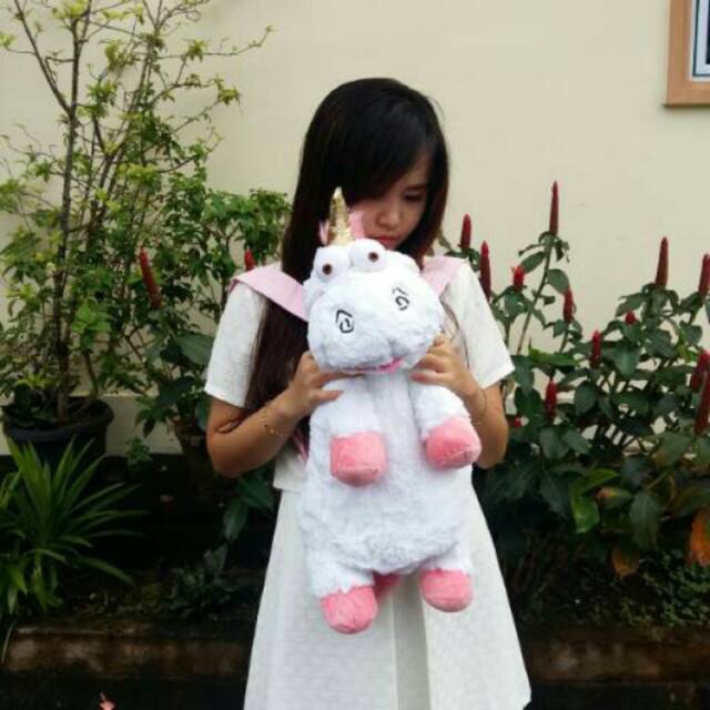 BONEKA TAS UNICORN FLUFFY BAG 60CM