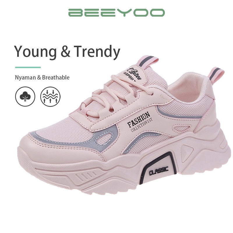 Beeyoo Sepatu Sneakers Fashion Wanita Sepatu Olahraga Wanita WD103
