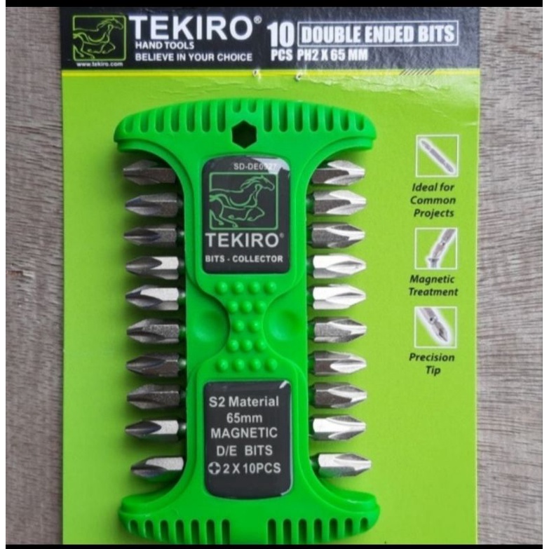 TEKIRO MATA OBENG ANGIN PH2×65 + DOUBLE ENDED BIT SET 10PCS