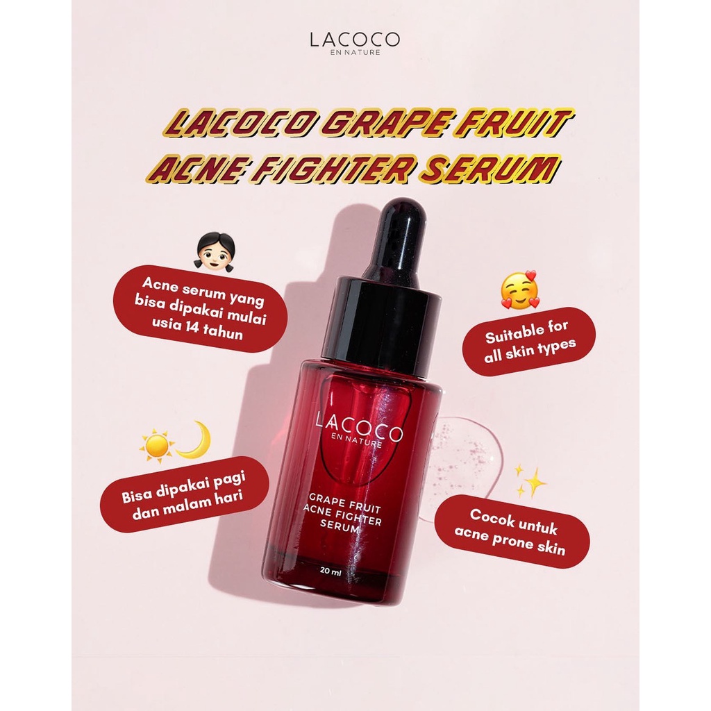 Lacoco Dark Spot Essence 12ml | Grape Fruit Acne Fighter Serum 20ml