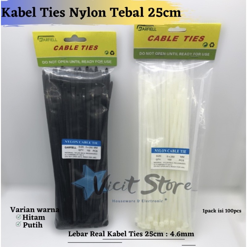 Kabel Ties 25cm x 4.6mm Nylon Tebal Garfiell