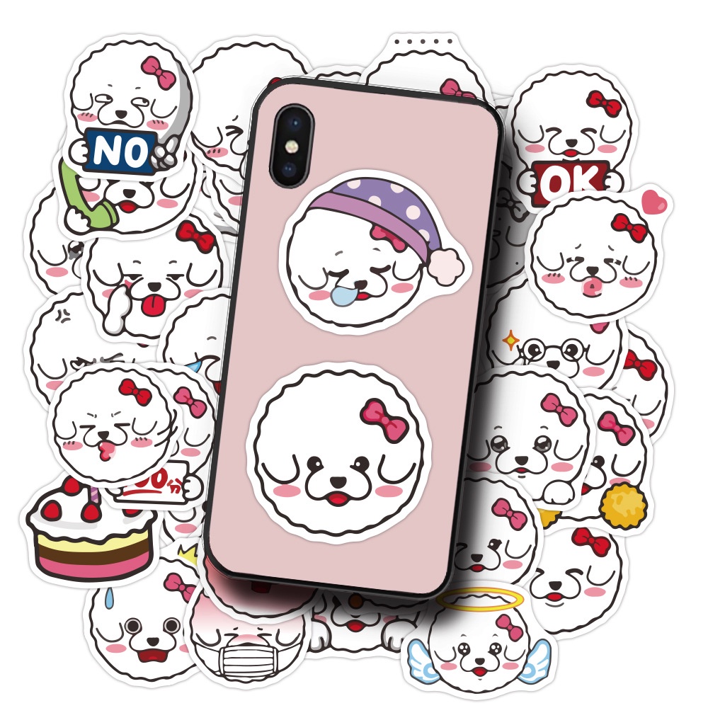 40 buah anjing Pomeranian stiker permen kapas pet anjing stiker notebook notebook air Piala bagasi s