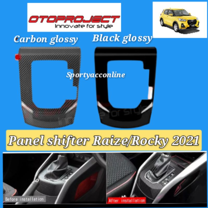 panel shifter matic mobil Raize dan Rocky 2021 carbon dan black glossy