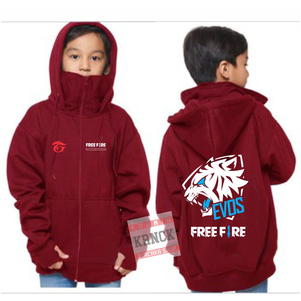 TERLENGKAP..! JAKET HOODIE FF EVOS ANAK LAKI LAKI PEREMPUAN UNISEX USIA 4 S/D 15 TAHUN SIZE S M S