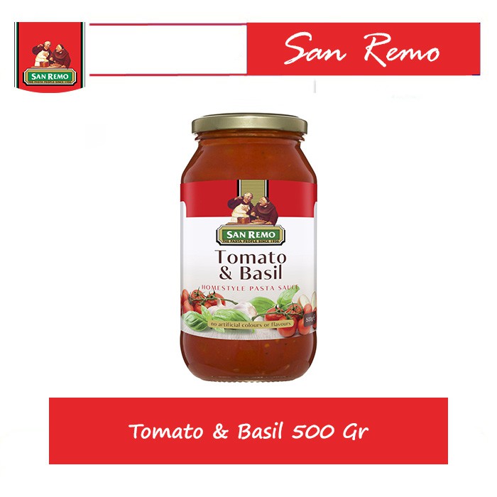 

San Remo Pasta Sauce Tomato And Basil 500 Gr / Saus Pasta Tomato Basil