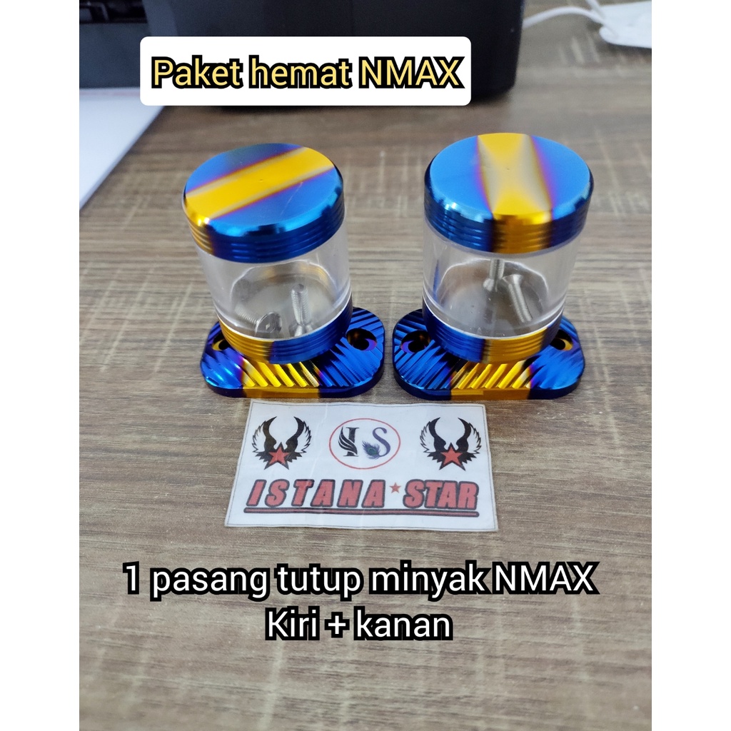 1 PASANG TUTUP MINYAK NMAX OLD KACA TWO TONE 2 PCS KIRI + KANAN/ISTANA STAR