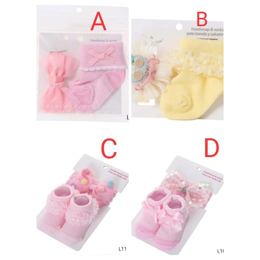 Kaos Kaki Bandana Set Cantik Lucu Fashion 0-12 bulan