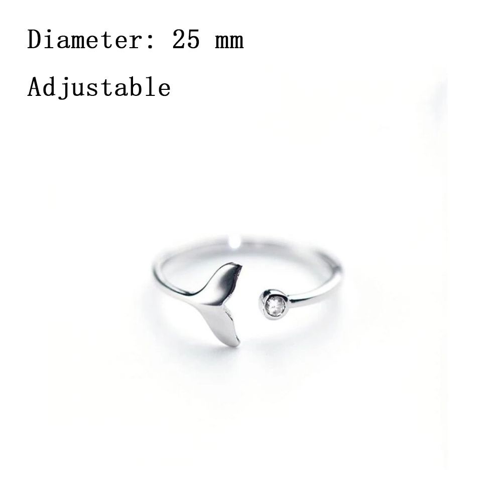 Cincin Model Terbuka Bahan Sterling Silver 925 Desain Ikan / Nanas / Ekor Ikan Hias Kristal Untuk Wanita