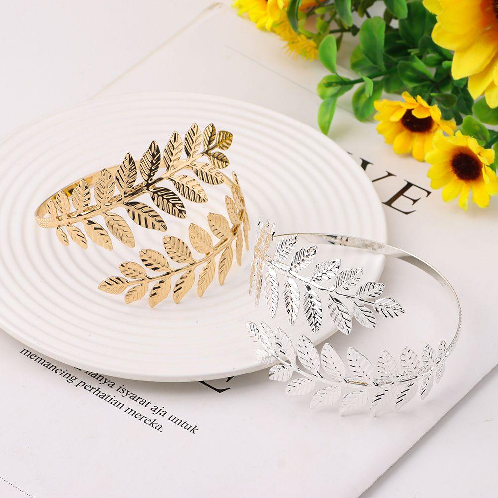 Lily Laurel Leaf Gelang Bohemian Bentuk Bulat Bangle Daun Logam Perhiasan Lengan Rantai