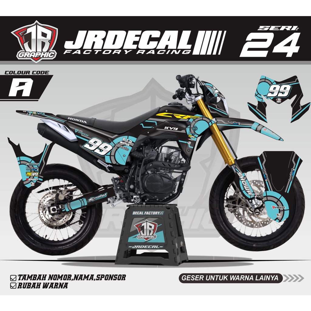 (BISA COD) Decal Honda CRF 150L Full Body Desain THECNO Simpel Minimalis-DEKAL CRF 150L HITAM THECNO