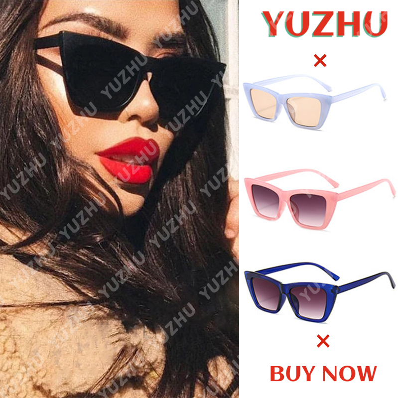 【YUZHU】COD Aksesoris Fashion Warna Jelly Simple Square Cat Eye Sunglasses untuk Wanita