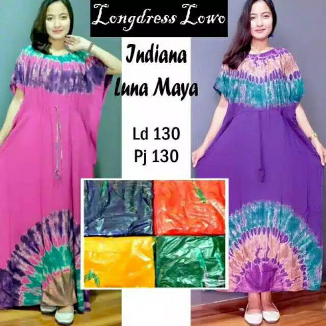 LONG DRESS LOWO JUMBO PELANGI LUNA MAYA  adem murah