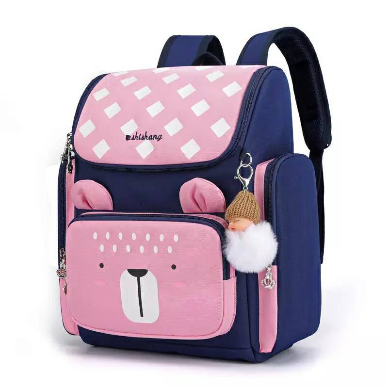 GTB_ Tas Ransel Sekolah Anak Perempuan Motif Beruang TK SD