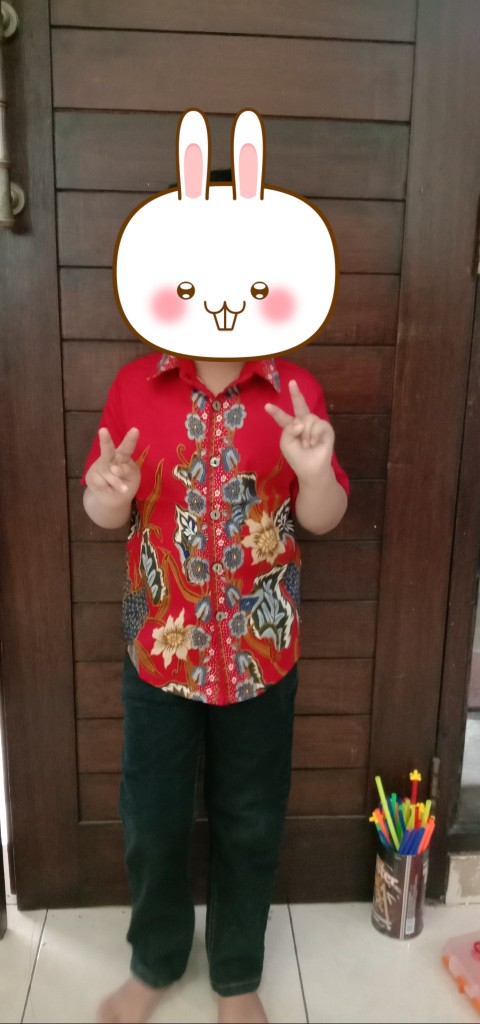 Dress/kemeja Batik Anak Aci Red/ Seragam Batik Anak