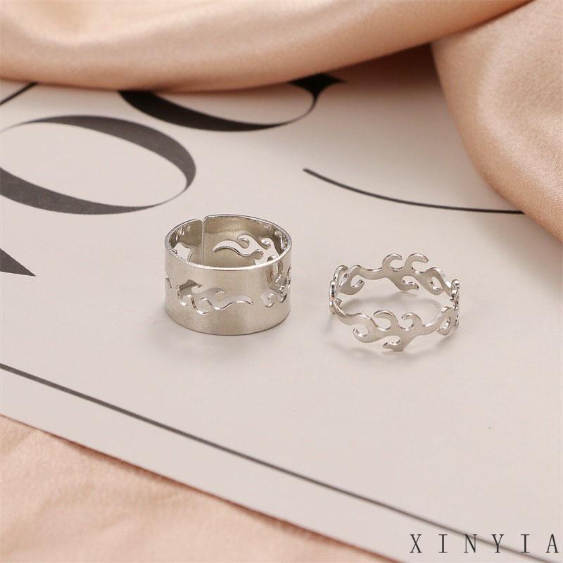 Set Cincin Model Terbuka Bahan Logam Gaya Vintage