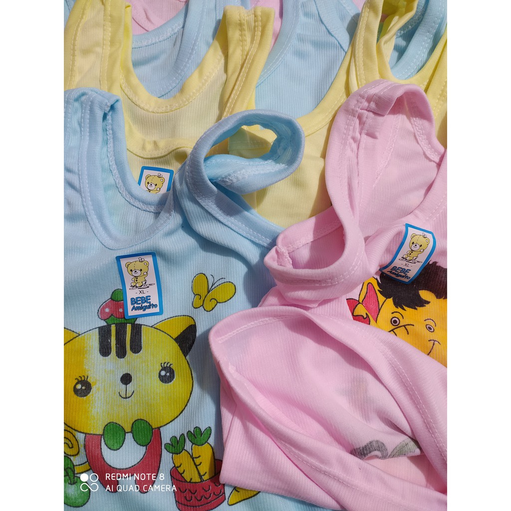 3 Pcs Kaos Dalam BEBE - Singlet Anak Laki Laki / Perempuan - Bergambar Mix Warna