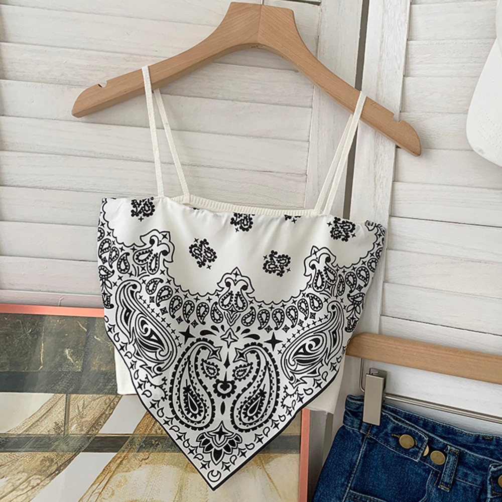 Satin Wanita Dasi Kembali Simpul Tali Spaghetti Tank Top Tabung Tak Berlengan-putih