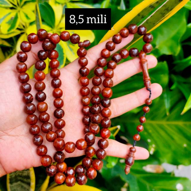 GROSIR 5 pcs tasbih 99 kokka kaukah bulat polos 8,5 mm coklat