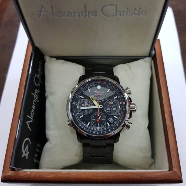 Jam Tangan Keren Elegant Alexandre Christie AC 6394 MC Black List Silver Original