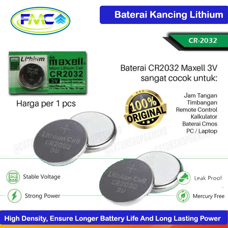 Baterai Jam Tangan Batu Kancing Koin Original CR 2032 Batre Remote Remot Battery CMOS Laptop Kancing Lithium Kalkulator Mainan Alat Digital