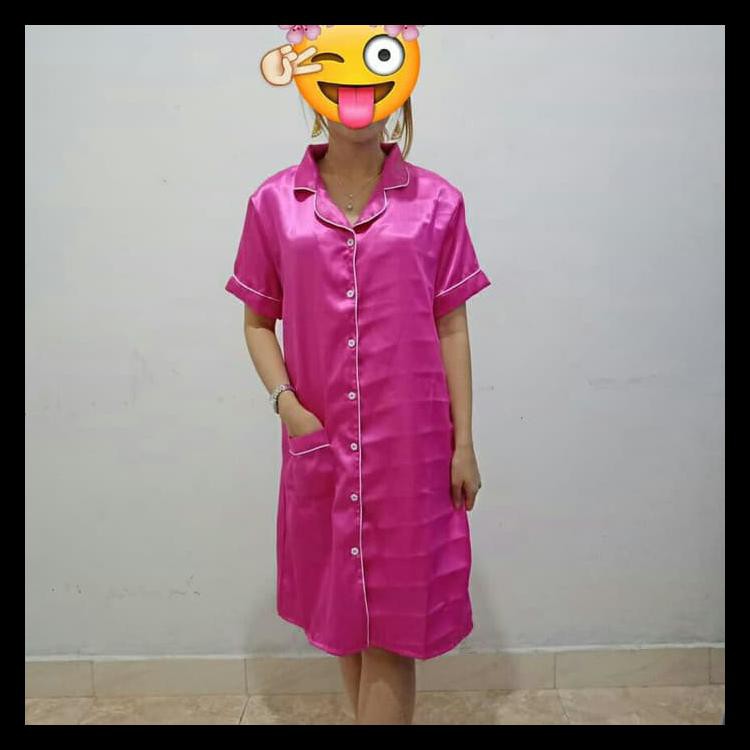 PIYAMA DASTER SATIN DEWASA/BAJU TIDUR SATIN MURAH