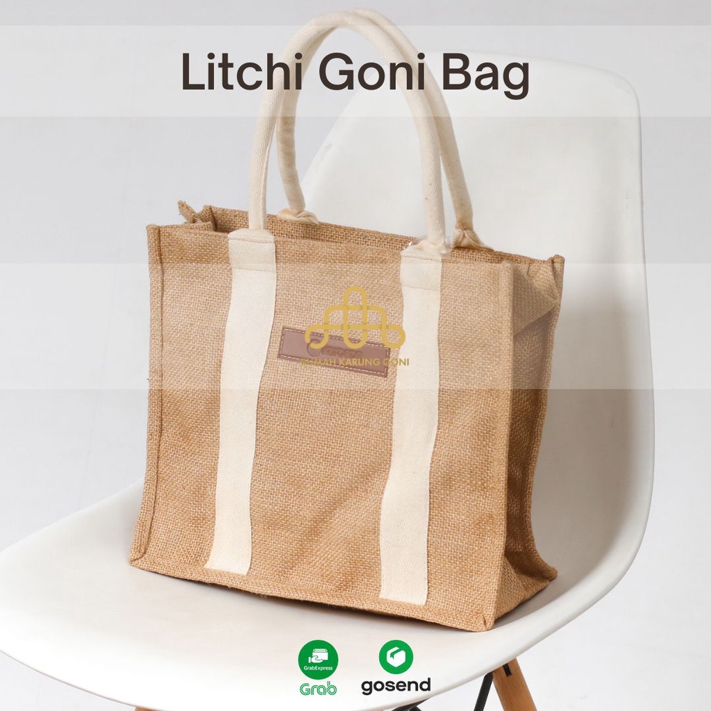 Totebag Litchi Tas Goni Strip - Tas Belanja Ramah Lingkungan