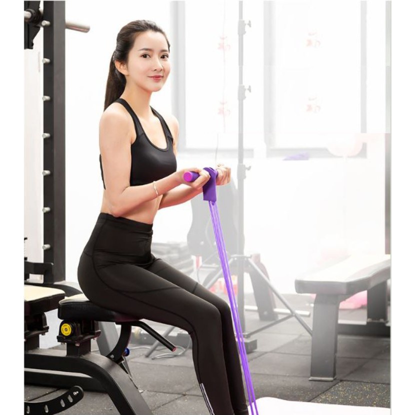 (BOW) Alat Fitness Yoga Pedal Tarik Pengecil Perut Karet Sit-up Olahraga (4R95)