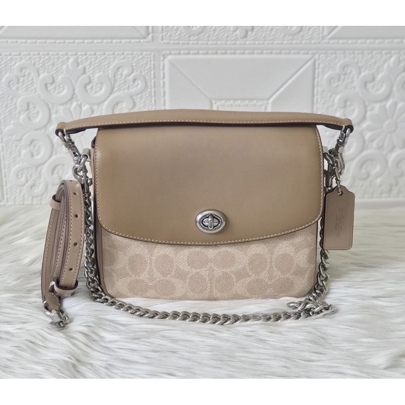 preloved coach cassie mini 19 sand taupe signature authentic original like new