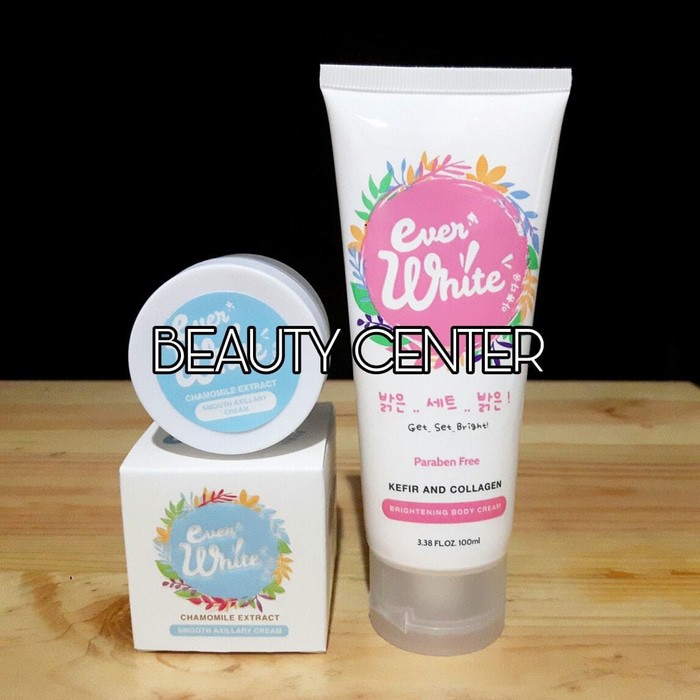 PERAWATAN TUBUH MEMUTIHKAN MENGHALUSKAN LENGKAP / PAKET EVERWHITE PINK (BADAN) + BLUE (KETIAK) BPOM