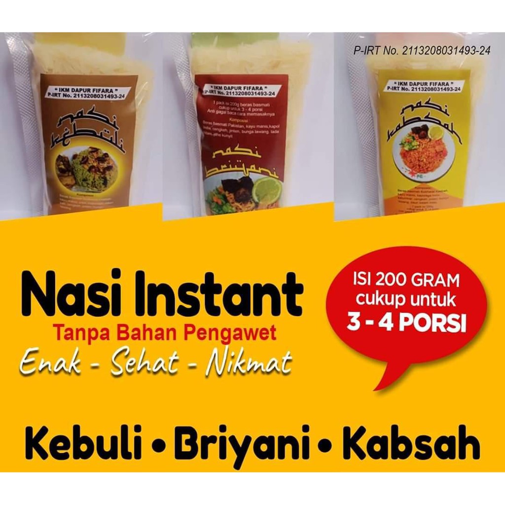 

NASI KEBULI KEMASAN INSTANT (Kebuli, Briyani, Kabsah, Mandhi)