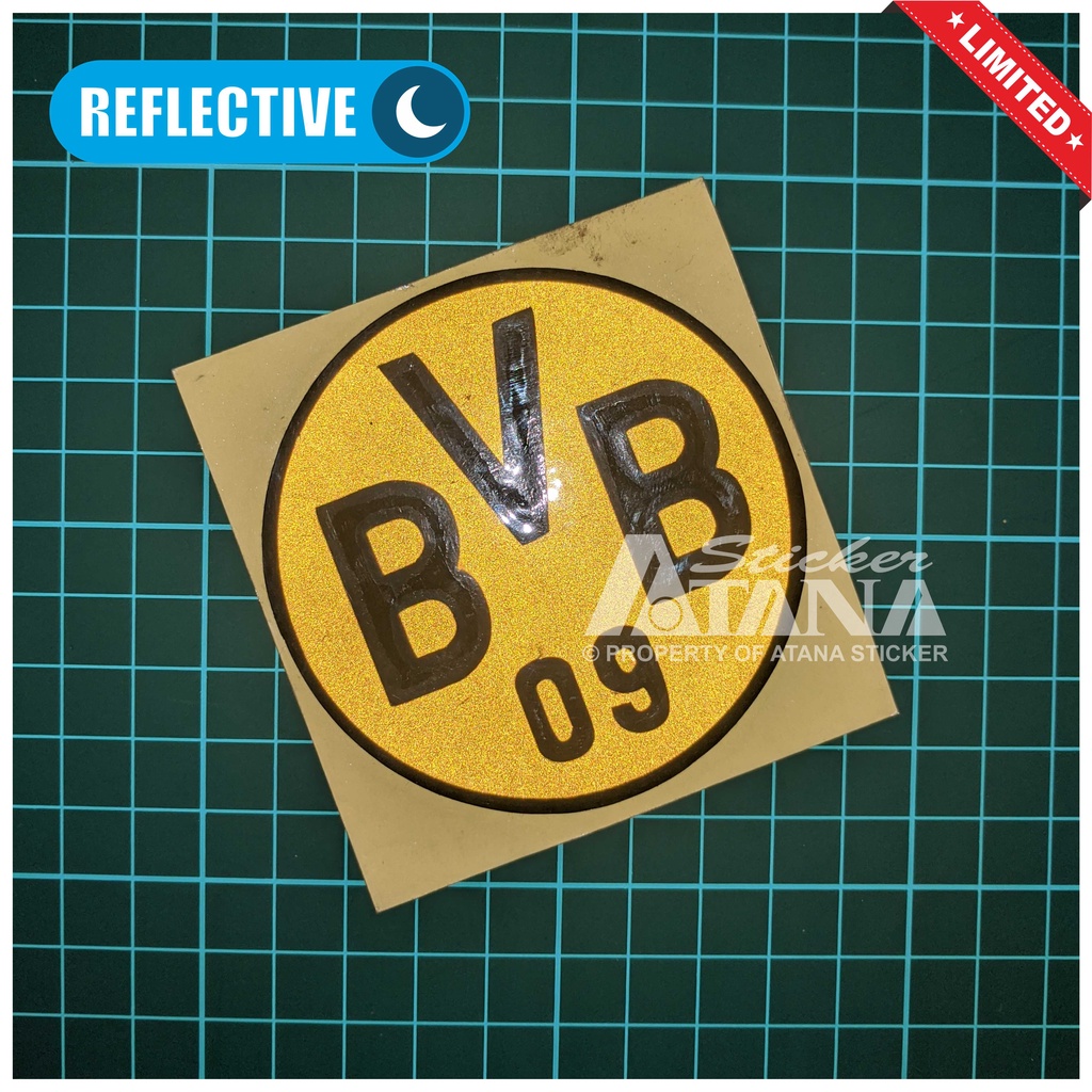 Stiker Cutting Bola Borussia Dortmund Sticker Emblem BVB Aksesoris Logo Decal Sepeda Motor Matic Mobil Helm Spakbor Hp Laptop Kulkas Dinding Nyala Reflective