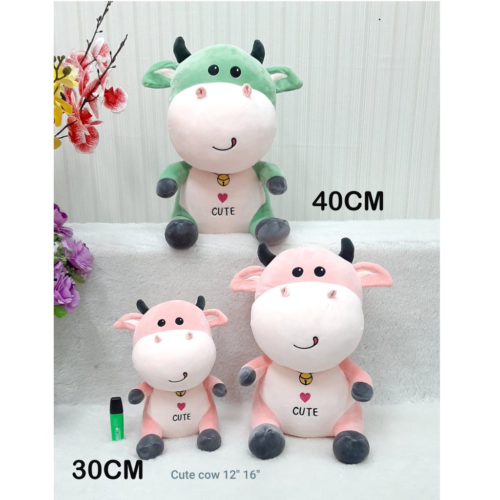 Boneka Sapi Cow Cute Love Impor Bahan Lembut Hadiah Kado Ultah Anak Kekasih