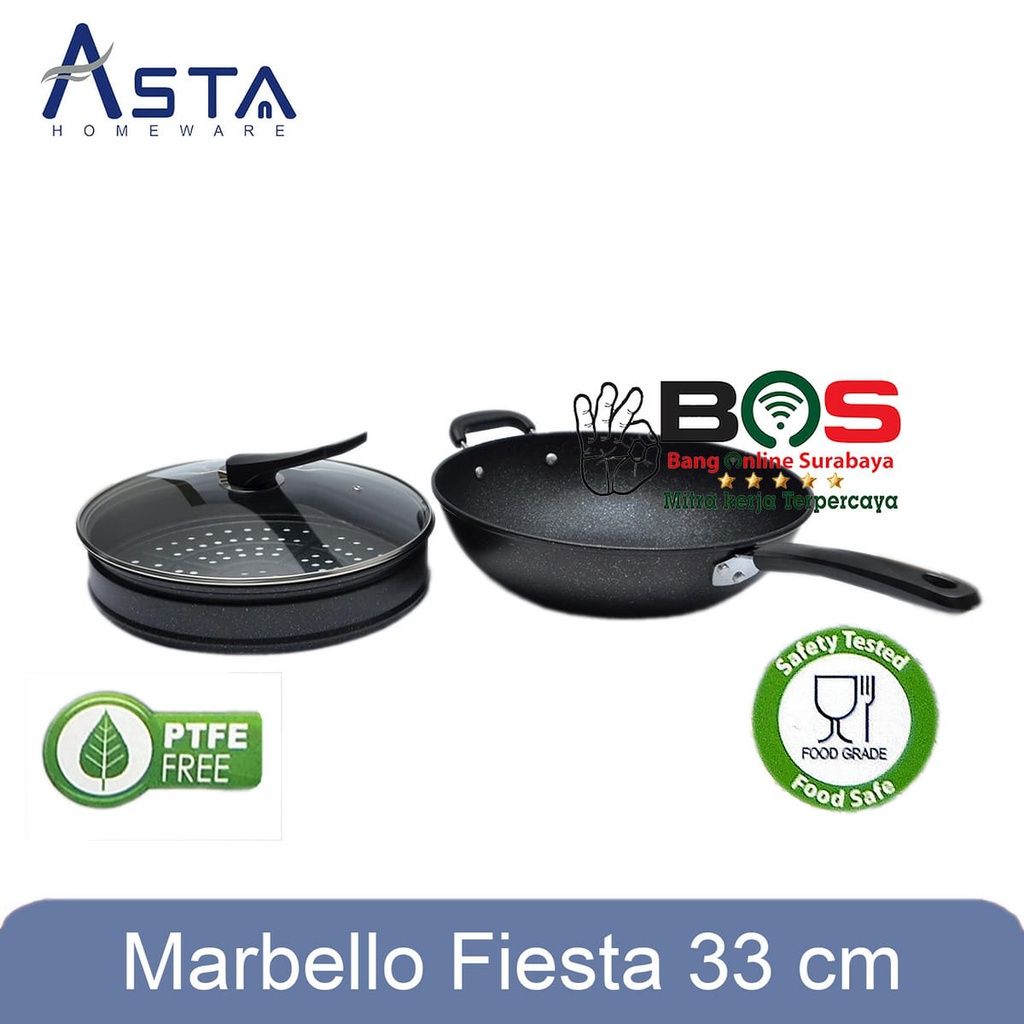 Steamer Panci Wajan ASTA MARBELLO Fiesta 33 CM Wokpan Goreng ASTA