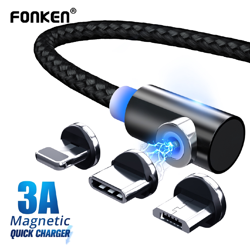

Fonken Kabel Charger Fast Charging Magnetik Micro Usb Tipe C 90 Derajat Panjang 1m 2m Untuk Samsung A50