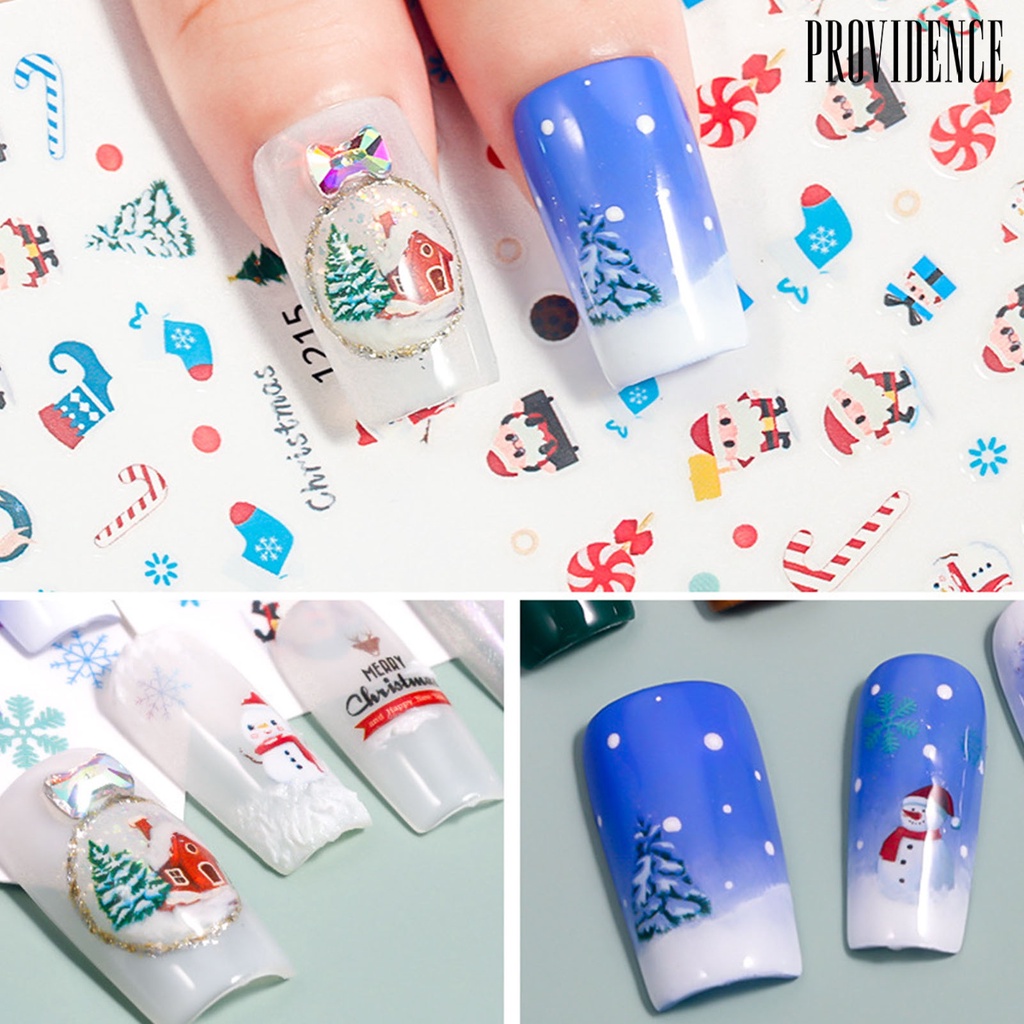 Providence Nail Sticker Christmas Patterns Cartoon Style Ultra Thin Winter Nail Art Designs 3D Cute Sticker for Female