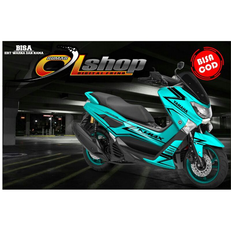 sticker decal nmax biru toska STRIPING NMAX GRAFIS HITAM