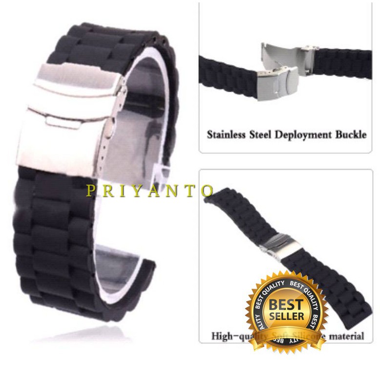 Tali Strap watch Karet Rubber jam tangan 22mm hitam