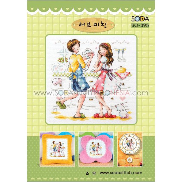 Paket DIY Craft Sulam Kristik Strimin Sodastitch SO-395 - Love Kitchen Korea Couple