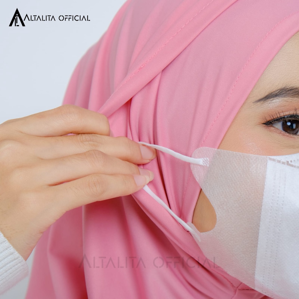 Altalita - Hijab Khimar Instan Helma Sport Bergo Masker Headset Earphone Kacamata Bahan Jersey Premium Cocok untuk Olahraga Volly Futsal Senam dan Sehari-hari