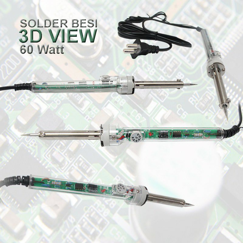 Solder Listrik 60 Watt 220 Volt Dengan Temperature Suhu Model Transparan